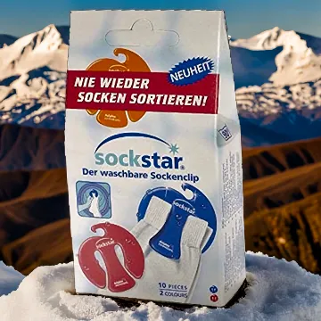 Sockstar 10 Sockenclips rot & blau: Ordnung im Wäschechaos