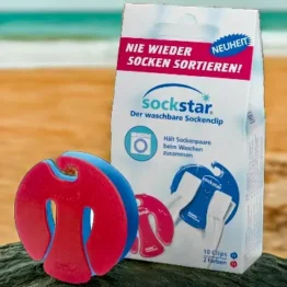 SOCKSTAR 10 Sockenklammern Sockenclips Basic Line: Rot & Blau
