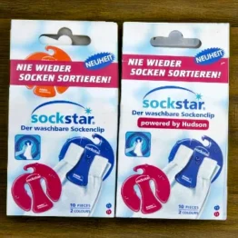 Sockstar 20 Sockenklammern - 2 Packungen: 10x Rot & 10x Blau