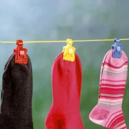 WENKO Sockenklammer Socky - 7er Set Mehrfarbig mit Aufhänger